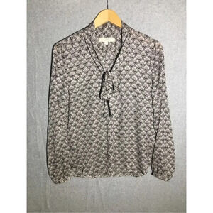 Womens Loft Blouse Flowy Sheer Tie Front Business Work Date Night Career